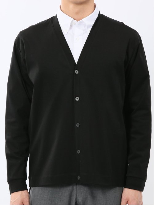 接触冷感ストレッチ シルケットスムス Vネックカーディガン