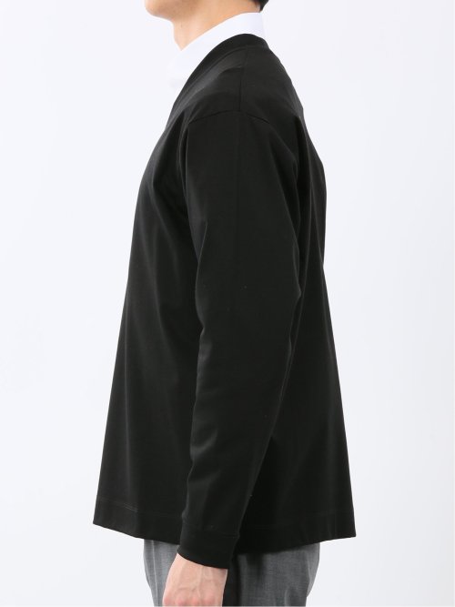 接触冷感ストレッチ シルケットスムス Vネックカーディガン