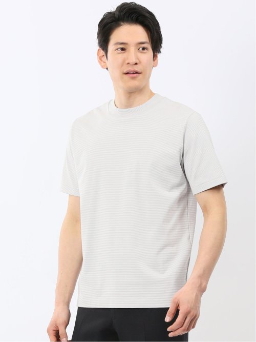 【DRESS T-SHIRT】綿ストレッチ ボーダー クルーネック半袖Tシャツ