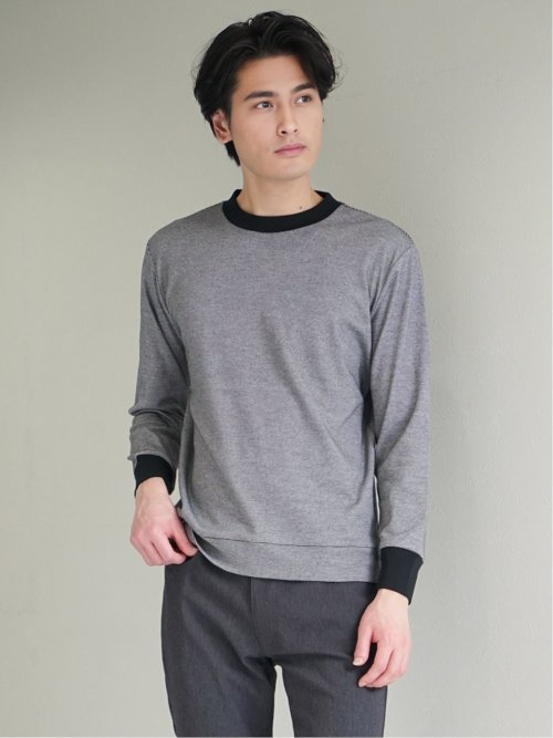 【DRESS T-SHIRT】綿ストレッチ クルーネック長袖Tシャツ