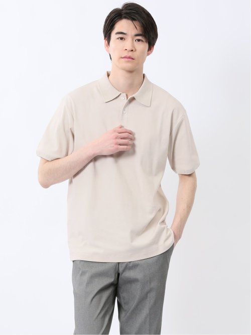 ストレッチ ニット衿 半袖ポロシャツ