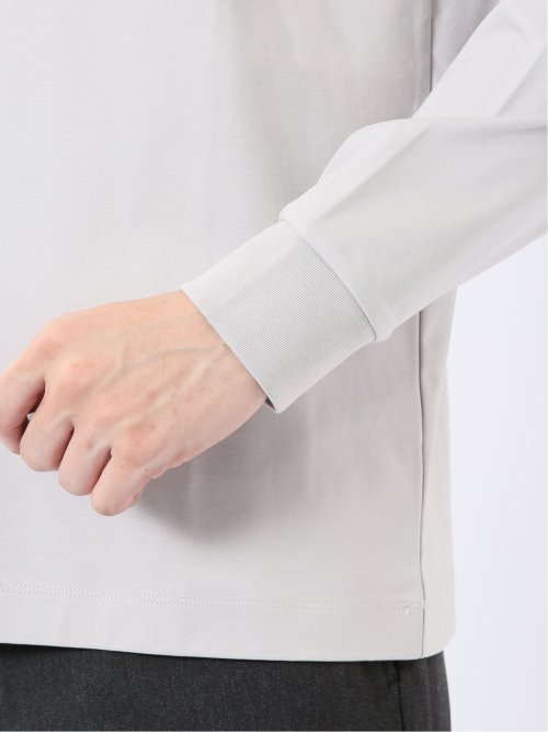 Tシャツ メンズ 長袖 ストレッチ 抗菌防臭 UV 綿 コットン 無地 シルケット スムス タートルネック ドレスT