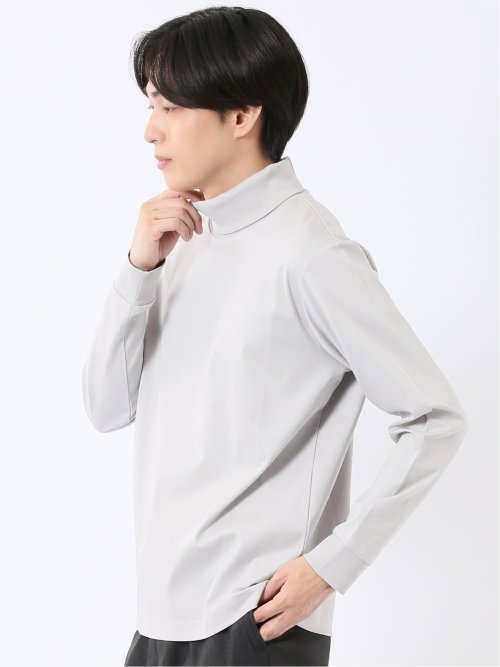 Tシャツ メンズ 長袖 ストレッチ 抗菌防臭 UV 綿 コットン 無地 シルケット スムス タートルネック ドレスT