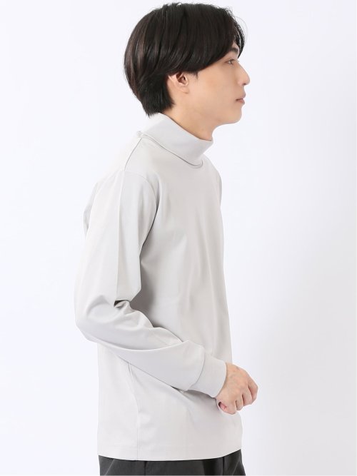 Tシャツ メンズ 長袖 ストレッチ 抗菌防臭 UV 綿 コットン 無地 シルケット スムス タートルネック ドレスT