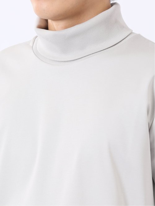 Tシャツ メンズ 長袖 ストレッチ 抗菌防臭 UV 綿 コットン 無地 シルケット スムス タートルネック ドレスT