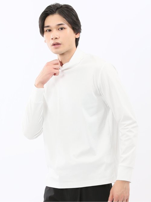DRESS T-SHIRT】シルケットスムス タートルネック 長袖Tシャツ(M 01白