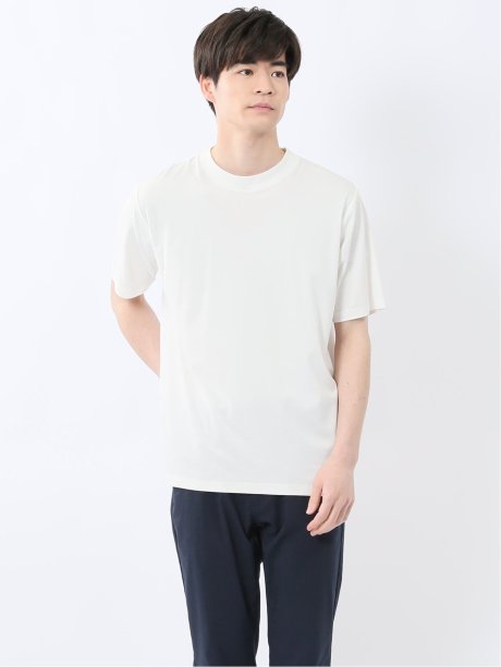接触冷感 モックネック半袖Tシャツ