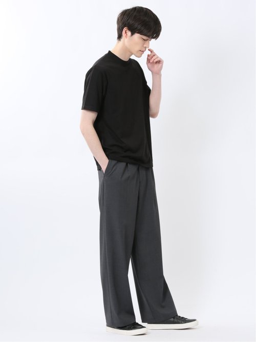 接触冷感 モックネック半袖Tシャツ