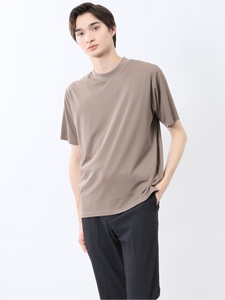 接触冷感 モックネック半袖Tシャツ