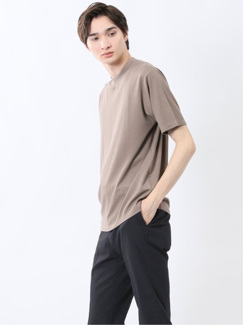 接触冷感 モックネック半袖Tシャツ
