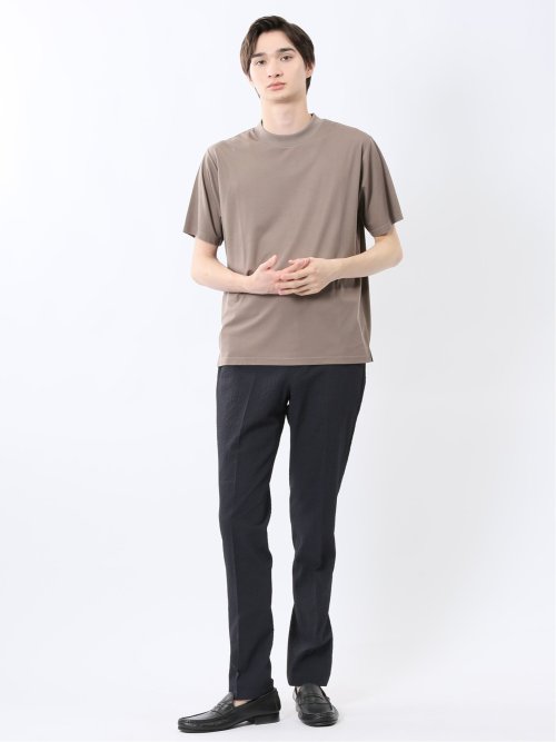 接触冷感 モックネック半袖Tシャツ