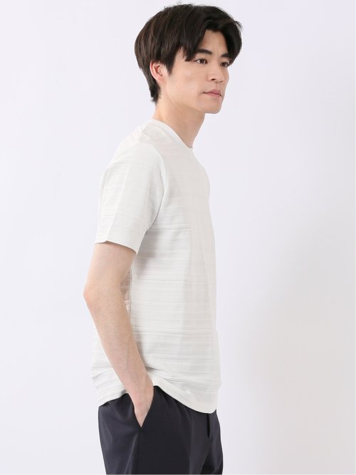 シルケット リンクス ボーダー スロープネック 半袖 Tシャツ