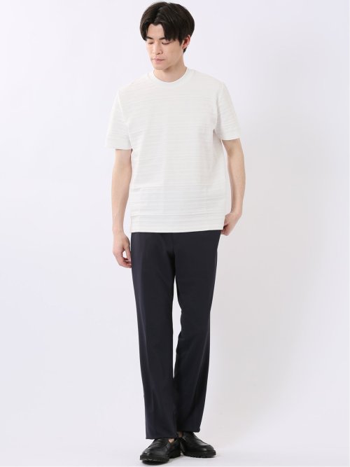 シルケット リンクス ボーダー スロープネック 半袖 Tシャツ