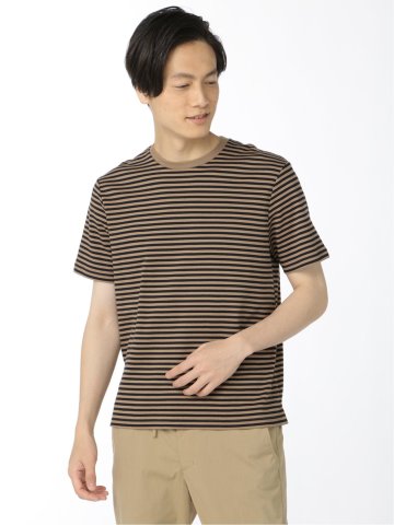 【DRESS T-SHIRT】AIR SILKETE ボーダー柄 クルーネック半袖Ｔシャツ