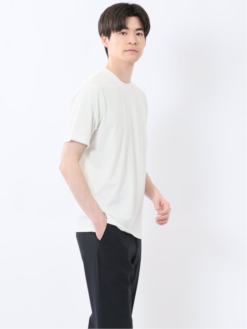 接触冷感 スロープネック半袖Tシャツ