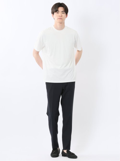 接触冷感 スロープネック半袖Tシャツ