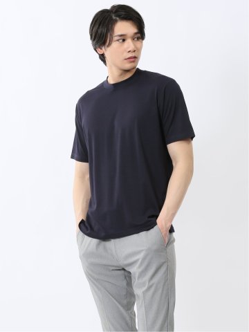 接触冷感 スロープネック半袖Tシャツ