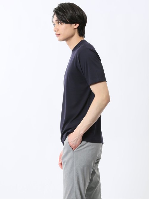 接触冷感 スロープネック半袖Tシャツ