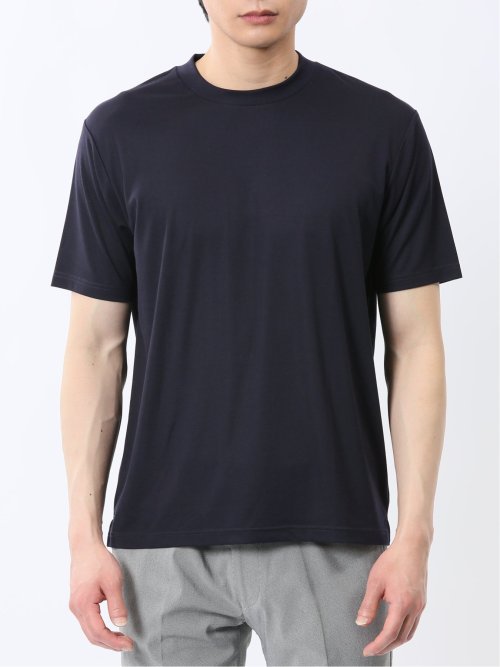 接触冷感 スロープネック半袖Tシャツ