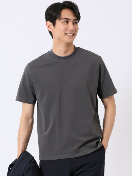 【DRESS T-SHIRT】シルケットポンチ スロープネック 半袖 Tシャツ