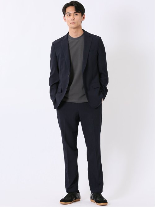 ストレッチ 接触冷感 抗菌防臭 UV シルケットポンチ 綿混 スロープネック 半袖 Tシャツ メンズ