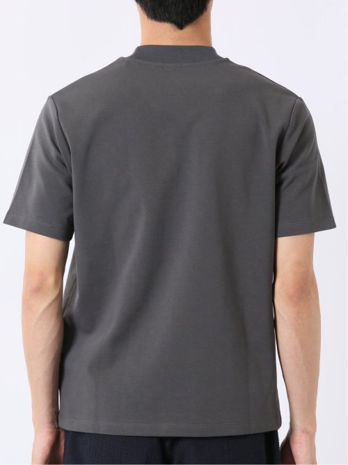 ストレッチ 接触冷感 抗菌防臭 UV シルケットポンチ 綿混 スロープネック 半袖 Tシャツ メンズ