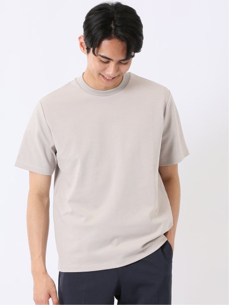 【DRESS T-SHIRT】シルケットポンチ スロープネック 半袖 Tシャツ