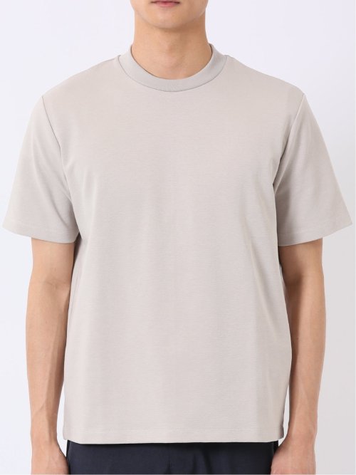 ストレッチ 接触冷感 抗菌防臭 UV シルケットポンチ 綿混 スロープネック 半袖 Tシャツ メンズ