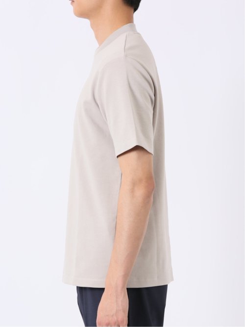 ストレッチ 接触冷感 抗菌防臭 UV シルケットポンチ 綿混 スロープネック 半袖 Tシャツ メンズ