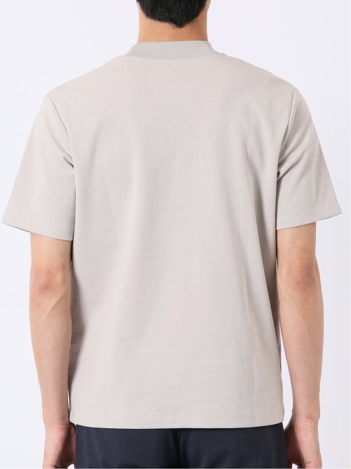 ストレッチ 接触冷感 抗菌防臭 UV シルケットポンチ 綿混 スロープネック 半袖 Tシャツ メンズ