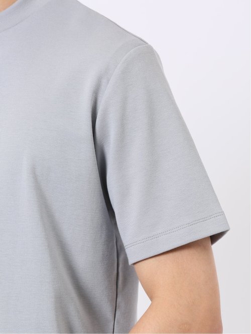 ストレッチ 接触冷感 抗菌防臭 UV シルケットポンチ 綿混 スロープネック 半袖 Tシャツ メンズ