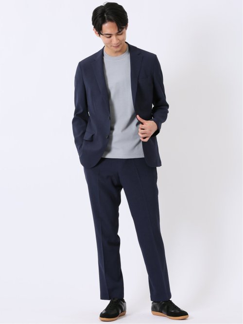 ストレッチ 接触冷感 抗菌防臭 UV シルケットポンチ 綿混 スロープネック 半袖 Tシャツ メンズ