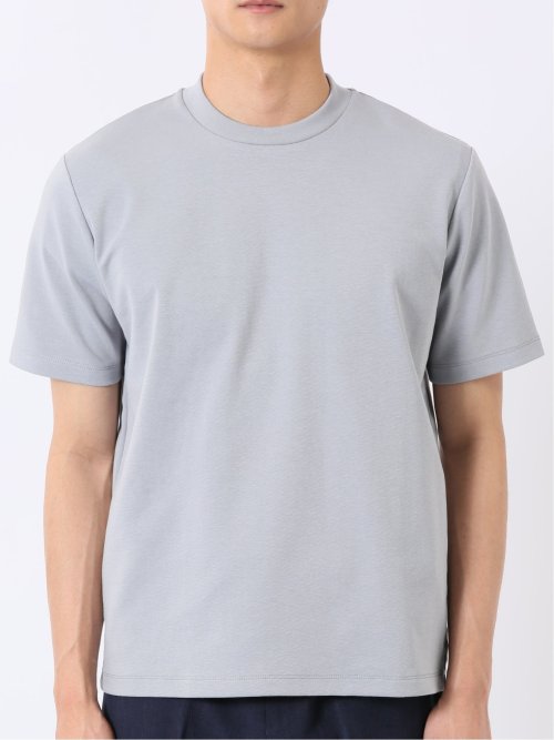 ストレッチ 接触冷感 抗菌防臭 UV シルケットポンチ 綿混 スロープネック 半袖 Tシャツ メンズ