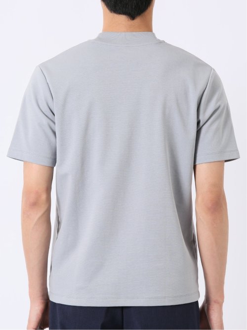 ストレッチ 接触冷感 抗菌防臭 UV シルケットポンチ 綿混 スロープネック 半袖 Tシャツ メンズ