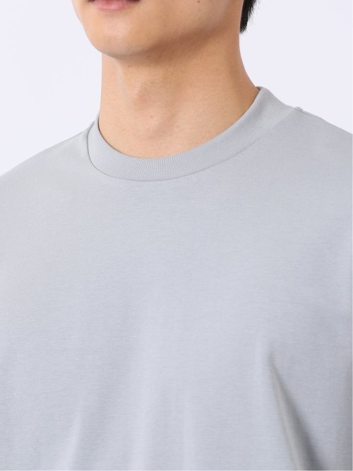 ストレッチ 接触冷感 抗菌防臭 UV シルケットポンチ 綿混 スロープネック 半袖 Tシャツ メンズ