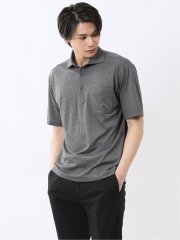 接触冷感 ワイドカラー 半袖ポロシャツ