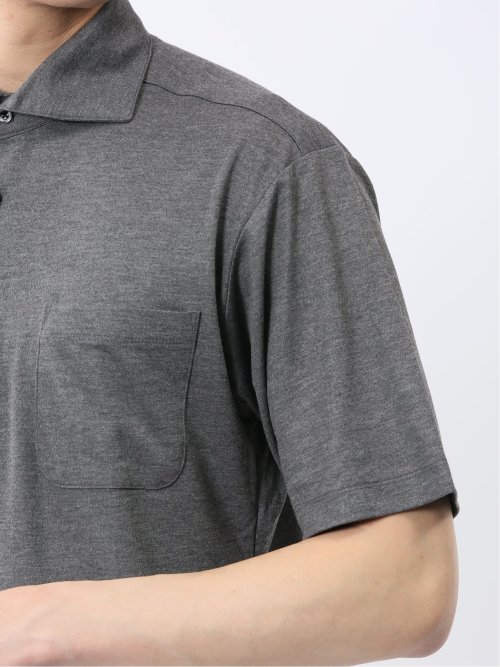 接触冷感 ワイドカラー 半袖ポロシャツ