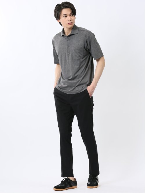 接触冷感 ワイドカラー 半袖ポロシャツ