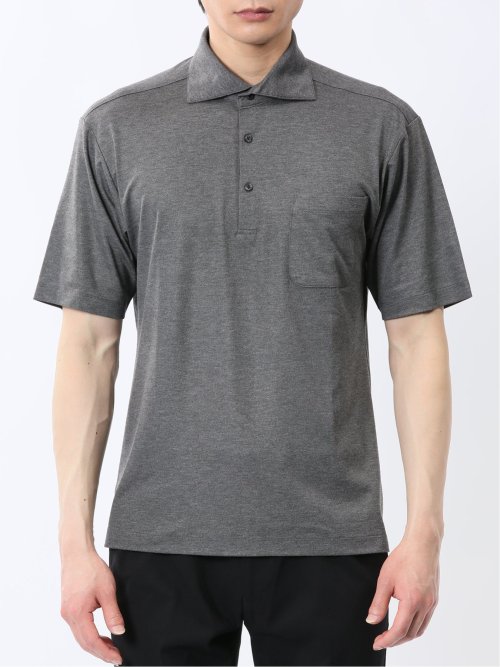 接触冷感 ワイドカラー 半袖ポロシャツ