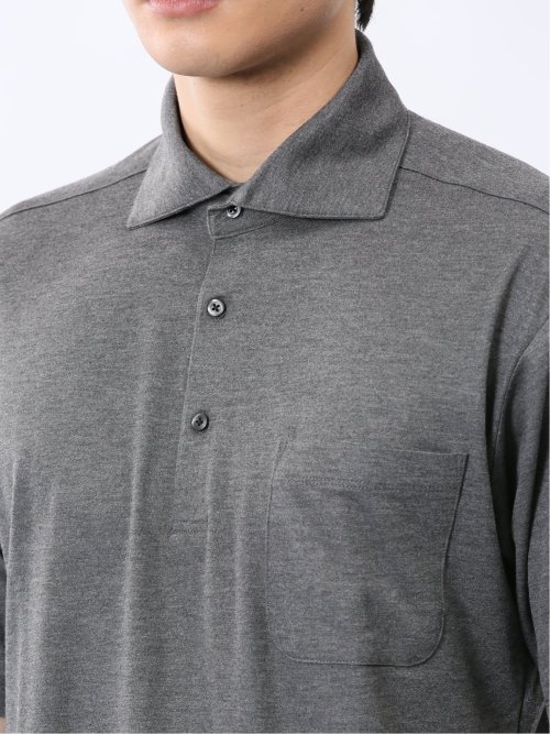 接触冷感 ワイドカラー 半袖ポロシャツ