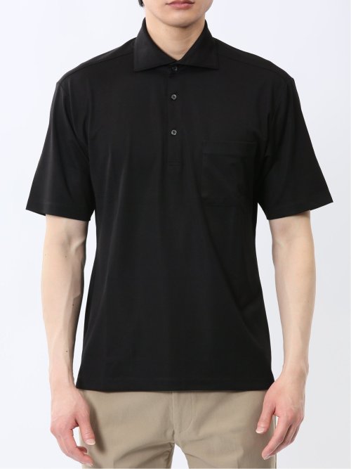 接触冷感 ワイドカラー 半袖ポロシャツ