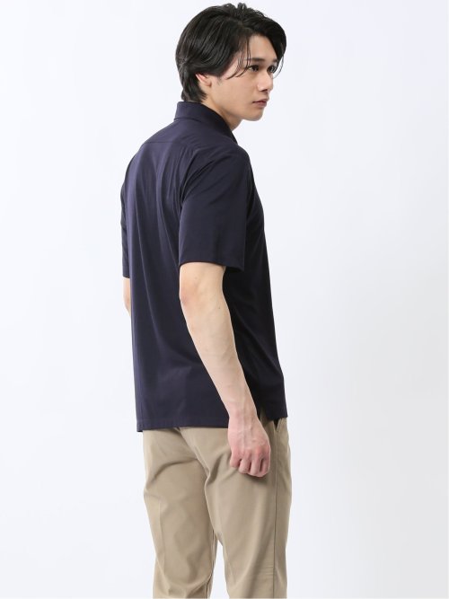 接触冷感 ワイドカラー 半袖ポロシャツ