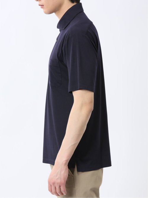 接触冷感 ワイドカラー 半袖ポロシャツ