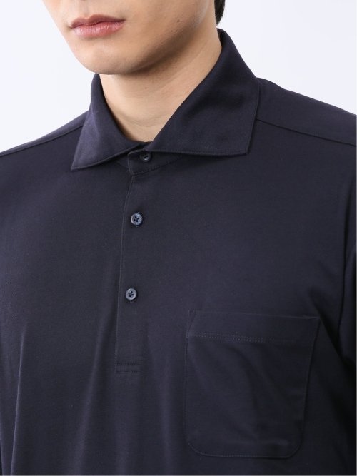 接触冷感 ワイドカラー 半袖ポロシャツ