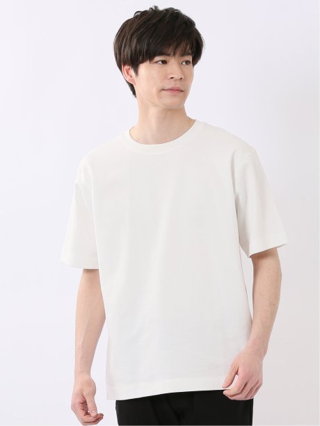 接触冷感 ストレッチ シルケットポンチ クルーネック 半袖 Tシャツ