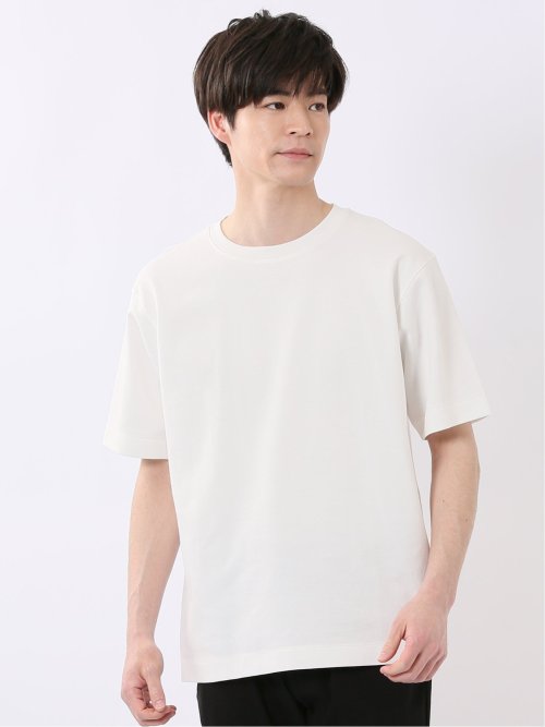 ストレッチ 接触冷感 抗菌防臭 UV シルケットポンチ 綿混 クルーネック 半袖 Tシャツ メンズ
