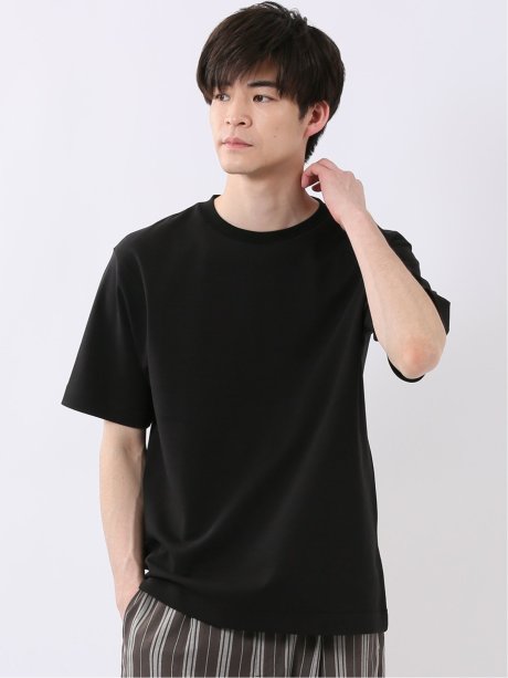 接触冷感 ストレッチ シルケットポンチ クルーネック 半袖 Tシャツ