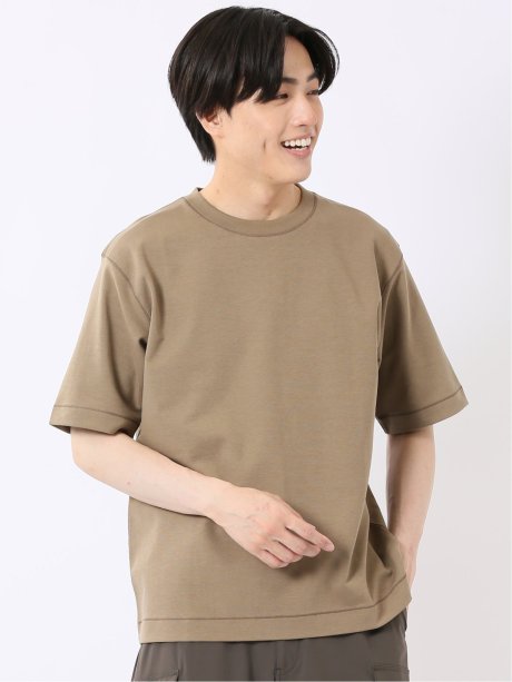 接触冷感 ストレッチ シルケットポンチ クルーネック 半袖 Tシャツ