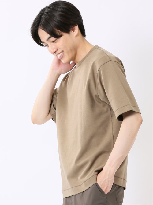 ストレッチ 接触冷感 抗菌防臭 UV シルケットポンチ 綿混 クルーネック 半袖 Tシャツ メンズ