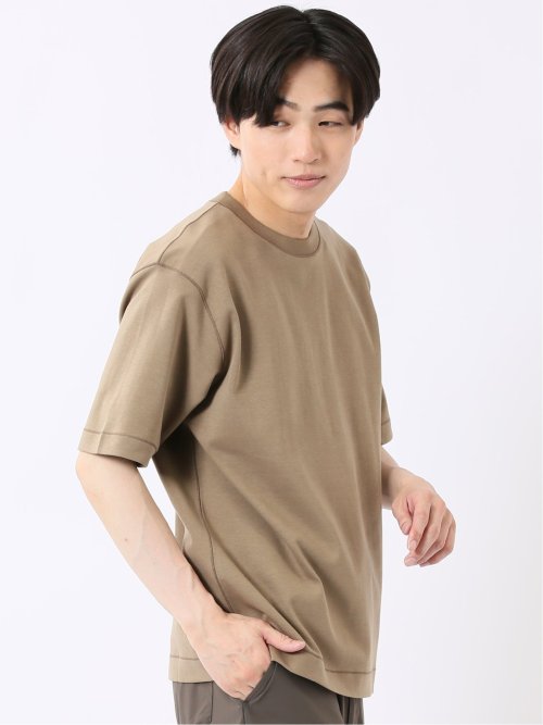 ストレッチ 接触冷感 抗菌防臭 UV シルケットポンチ 綿混 クルーネック 半袖 Tシャツ メンズ